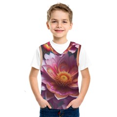 Pink Flowers Petals Blossoms Blooms Art Kids  Basketball Tank Top by 99art