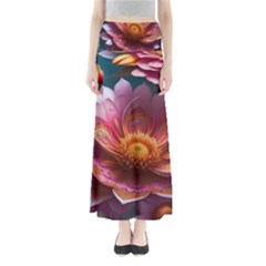 Pink Flowers Petals Blossoms Blooms Art Full Length Maxi Skirt by 99art