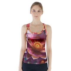 Pink Flowers Petals Blossoms Blooms Art Racer Back Sports Top by 99art