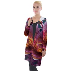 Pink Flowers Petals Blossoms Blooms Art Hooded Pocket Cardigan