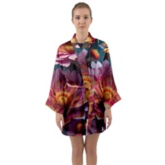 Pink Flowers Petals Blossoms Blooms Art Long Sleeve Satin Kimono by 99art