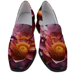 Pink Flowers Petals Blossoms Blooms Art Women s Chunky Heel Loafers