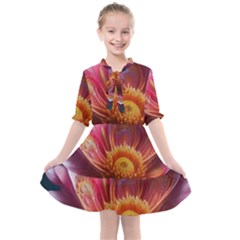 Pink Flowers Petals Blossoms Blooms Art Kids  All Frills Chiffon Dress