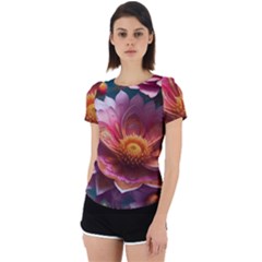 Pink Flowers Petals Blossoms Blooms Art Back Cut Out Sport Tee by 99art