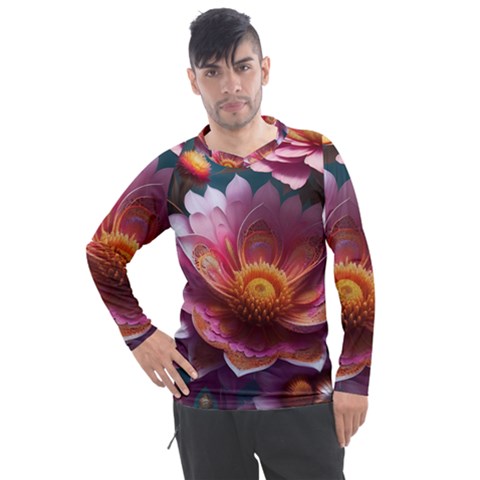 Pink Flowers Petals Blossoms Blooms Art Men s Pique Long Sleeve Tee by 99art