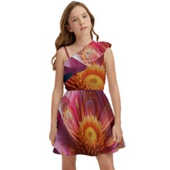 Pink Flowers Petals Blossoms Blooms Art Kids  One Shoulder Party Dress