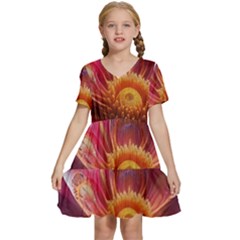 Pink Flowers Petals Blossoms Blooms Art Kids  Short Sleeve Tiered Mini Dress by 99art