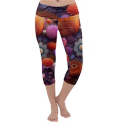 Flower Blossoms Petals Blooms Capri Yoga Leggings