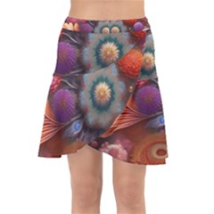 Flower Blossoms Petals Blooms Wrap Front Skirt by 99art