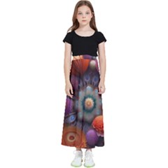 Flower Blossoms Petals Blooms Kids  Flared Maxi Skirt by 99art