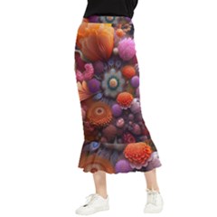 Flower Blossoms Petals Blooms Maxi Fishtail Chiffon Skirt by 99art