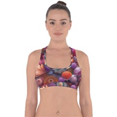 Flower Blossoms Petals Blooms Cross Back Hipster Bikini Top  by 99art