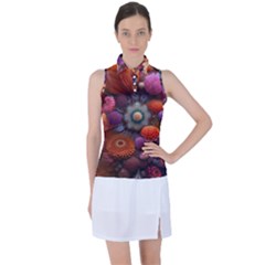 Flower Blossoms Petals Blooms Women s Sleeveless Polo Tee