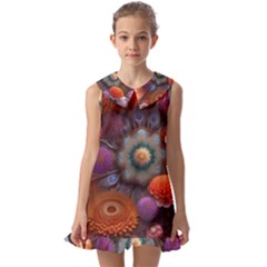 Flower Blossoms Petals Blooms Kids  Pilgrim Collar Ruffle Hem Dress by 99art