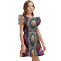 Flower Blossoms Petals Blooms Kids  Winged Sleeve Dress View3