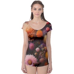 Flowers Petals Blossoms Art Flora Boyleg Leotard  by 99art