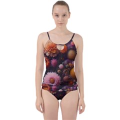 Flowers Petals Blossoms Art Flora Cut Out Top Tankini Set