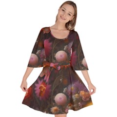 Flowers Petals Blossoms Art Flora Velour Kimono Dress by 99art