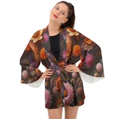 Flowers Petals Blossoms Art Flora Long Sleeve Kimono by 99art