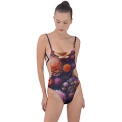 Flowers Petals Blossoms Art Flora Tie Strap One Piece Swimsuit by 99art