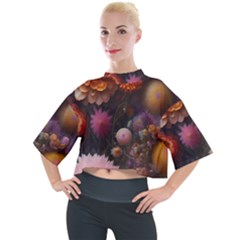 Flowers Petals Blossoms Art Flora Mock Neck Tee