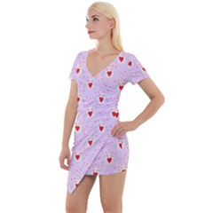 Easter Easter Bunny Hearts Seamless Tile Cute Short Sleeve Asymmetric Mini Dress by 99art