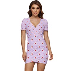 Easter Easter Bunny Hearts Seamless Tile Cute Low Cut Cap Sleeve Mini Dress by 99art