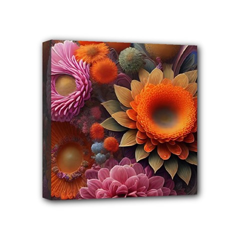 Flowers Flower Blossoms Petals Blooms Mini Canvas 4  X 4  (stretched) by 99art