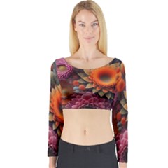 Flowers Flower Blossoms Petals Blooms Long Sleeve Crop Top