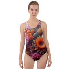 Flowers Flower Blossoms Petals Blooms Cut-out Back One Piece Swimsuit by 99art