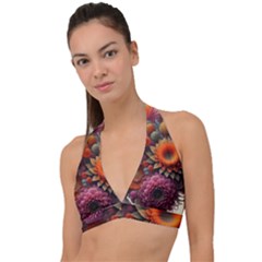 Flowers Flower Blossoms Petals Blooms Halter Plunge Bikini Top by 99art