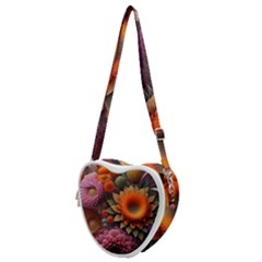 Flowers Flower Blossoms Petals Blooms Heart Shoulder Bag by 99art