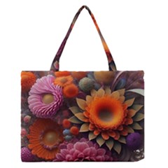 Flowers Flower Blossoms Petals Blooms Zipper Medium Tote Bag by 99art