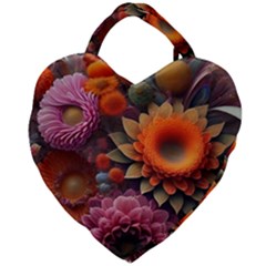 Flowers Flower Blossoms Petals Blooms Giant Heart Shaped Tote by 99art