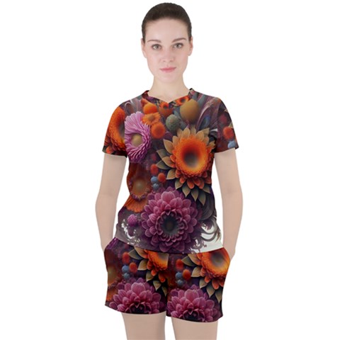 Flowers Flower Blossoms Petals Blooms Women s Tee And Shorts Set by 99art