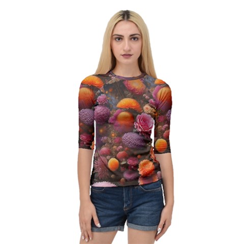 Flowers Blossoms Petals Blooms Quarter Sleeve Raglan Tee by 99art