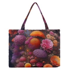 Flowers Blossoms Petals Blooms Zipper Medium Tote Bag by 99art