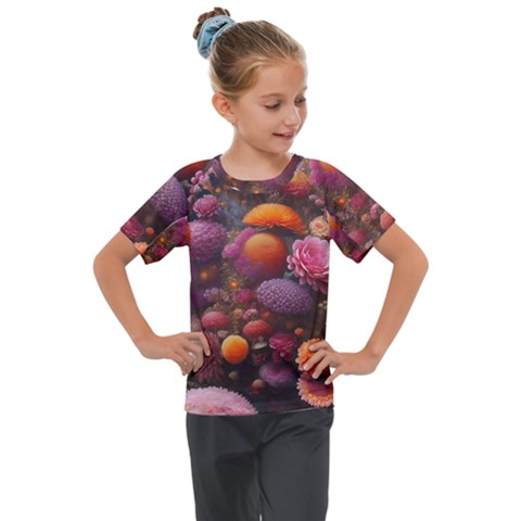 Flowers Blossoms Petals Blooms Kids  Mesh Piece Tee by 99art