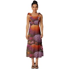 Flowers Blossoms Petals Blooms Tie-strap Tiered Midi Chiffon Dress by 99art