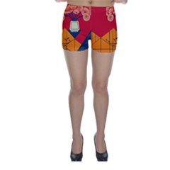 Flowers Abstract Art Painting Skinny Shorts by 99art