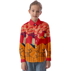 Flowers Abstract Art Painting Kids  Long Sleeve Shirt by 99art