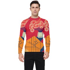 Flowers Abstract Art Painting Men s Long Sleeve Rash Guard by 99art