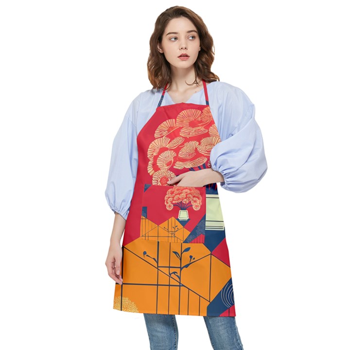 Flowers Abstract Art Painting Pocket Apron