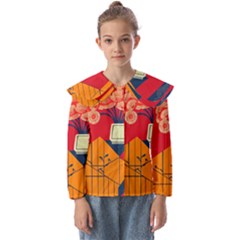 Flowers Abstract Art Painting Kids  Peter Pan Collar Blouse by 99art