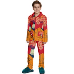 Flowers Abstract Art Painting Kids  Long Sleeve Velvet Pajamas Set by 99art