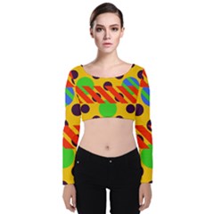 Background Graphic Beautiful Wallpaper Velvet Long Sleeve Crop Top by 99art