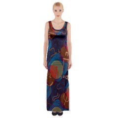 Background Graphic Beautiful Thigh Split Maxi Dress by 99art