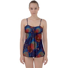 Background Graphic Beautiful Babydoll Tankini Set