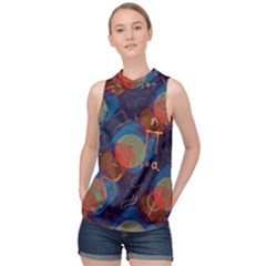 Background Graphic Beautiful High Neck Satin Top by 99art