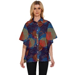 Background Graphic Beautiful Women s Batwing Button Up Shirt